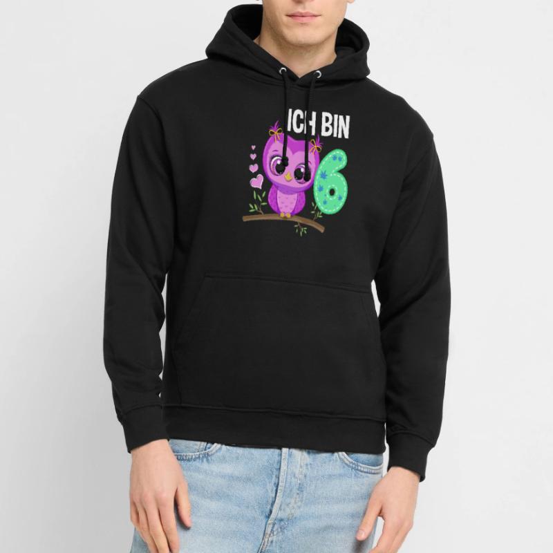 Ich Bin 6 Eule 6. Geburtstag Eulen Mädchen Unisex Hoodie