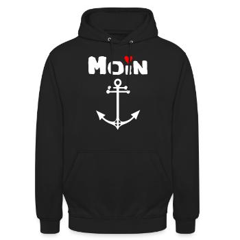 Küste Meer Heimat Anker Moin Geschenkideen Nordsee - Unisex Hoodie - Schwarz - Vorne - Alina (178cm) & Michal (187cm)