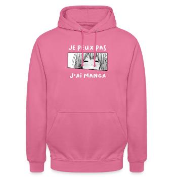 Je peux pas, j'ai Manga - Sweat-shirt à capuche unisexe - rose - Devant - Alina (178cm) & Michal (187cm)