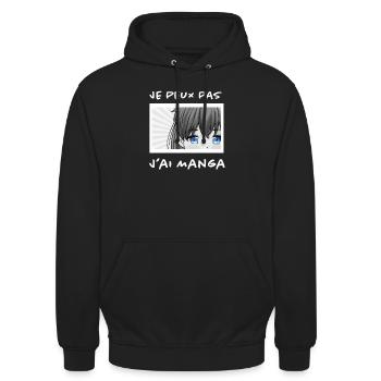 Illustration Manga - Sweat-shirt à capuche unisexe - noir - Devant - Alina (178cm) & Michal (187cm)