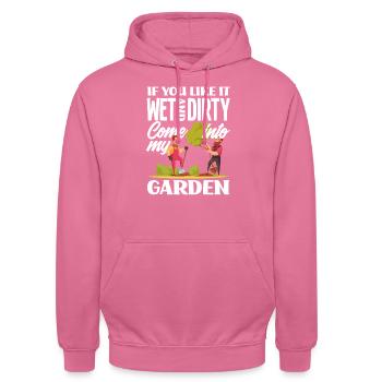 Gartenarbeit Wortspiel - Unisex Hoodie - Pink - Vorne - Alina (178cm) & Michal (187cm)