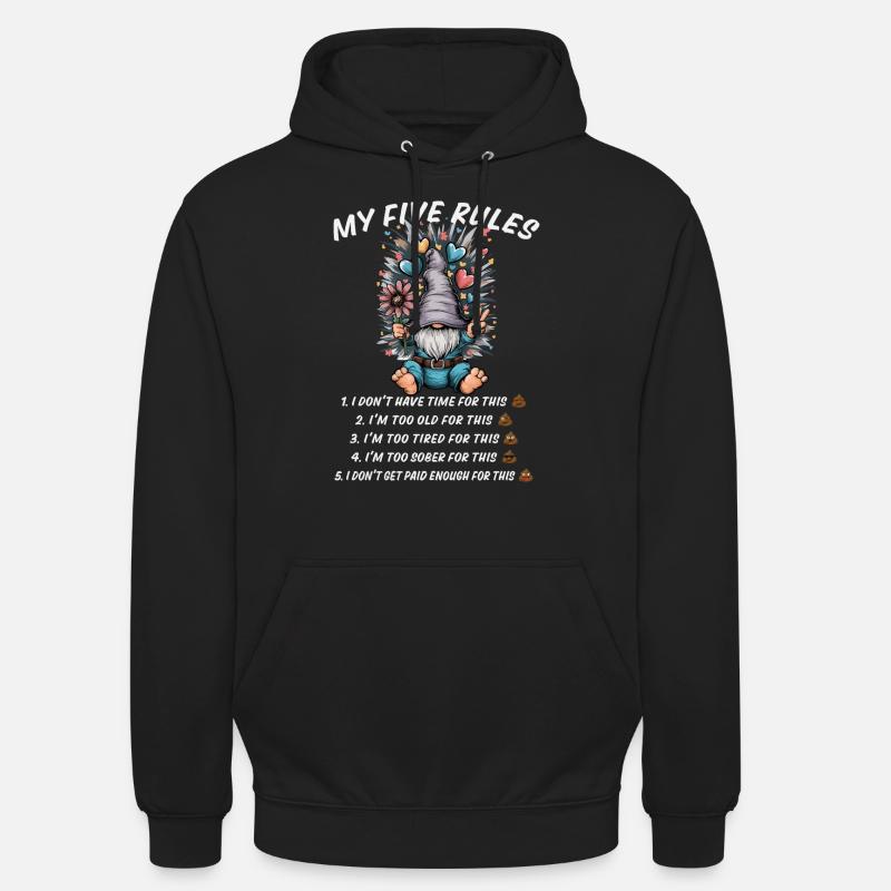 5 règles d’un gnome amusant - Sweat-shirt à capuche unisexe - noir