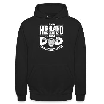 Ich Bin Highland Züchter Und Papa - Unisex Hoodie - Schwarz - Vorne - Alina (178cm) & Michal (187cm)