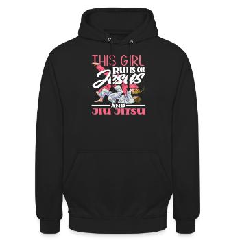 Dieses Mädchen Lebt Für Jesus Und Jiu Jitsu - Unisex Hoodie - Schwarz - Vorne - Alina (178cm) & Michal (187cm)