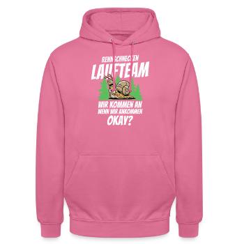 Racing Snail Running Team We arrive when we - Unisex Hoodie - pink - Front - Alina (178cm) & Michal (187cm)