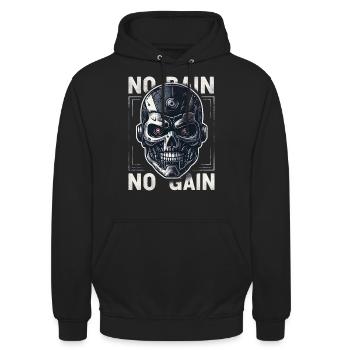 PAS DE DOULEUR - PAS DE GAIN - CYBORG - ROBOT - Sweat-shirt à capuche unisexe - noir - Devant - Alina (178cm) & Michal (187cm)