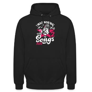 Ich War Vor 2 Liedern Normal - Unisex Hoodie - Schwarz - Vorne - Alina (178cm) & Michal (187cm)