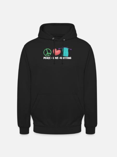 Peace Love Knitting Handmade - Unisex Hoodie - black