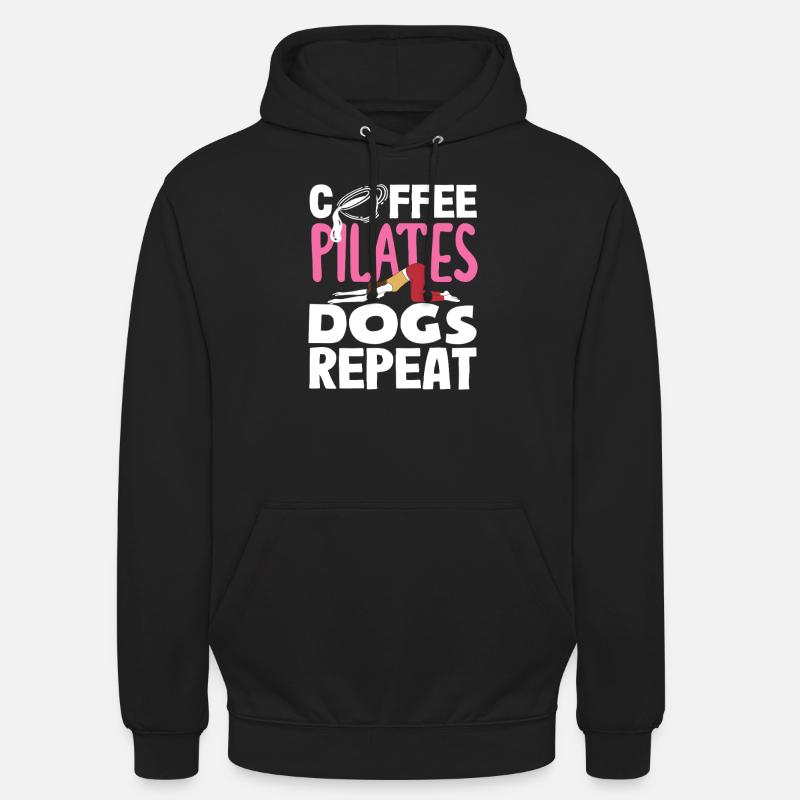 Pilates Café Chiens Répéter - Sweat-shirt à capuche unisexe - noir