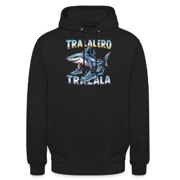 Hai Meme Italian Brainrot Tralalero Tralala - Unisex Hoodie - Schwarz - Vorne - Alina (178cm) & Michal (187cm)