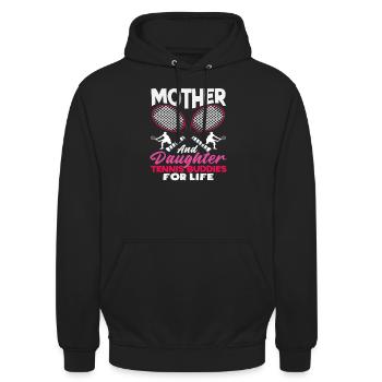 Tennis Spielerin Mutter Und Tochter Tennis - Unisex Hoodie - Schwarz - Vorne - Alina (178cm) & Michal (187cm)