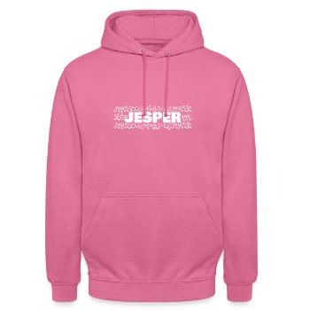 Geschenk für Jesper - Unisex Hoodie - Pink - Vorne - Alina (178cm) & Michal (187cm)