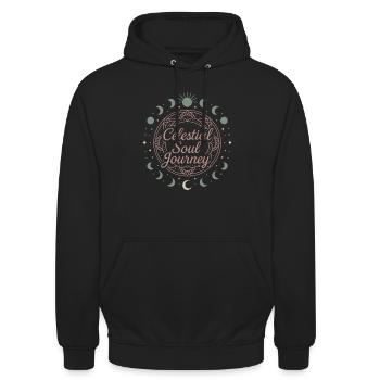 Boho Yoga Spirituelles Geschenk Für Yogis Achtsame - Unisex Hoodie - Schwarz - Vorne - Alina (178cm) & Michal (187cm)