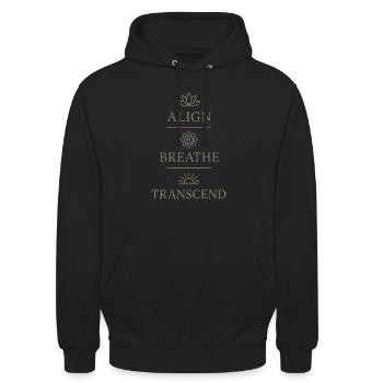 Boho Yoga Spirituelles Geschenk Für Yogis Achtsame - Unisex Hoodie - Schwarz - Vorne - Alina (178cm) & Michal (187cm)