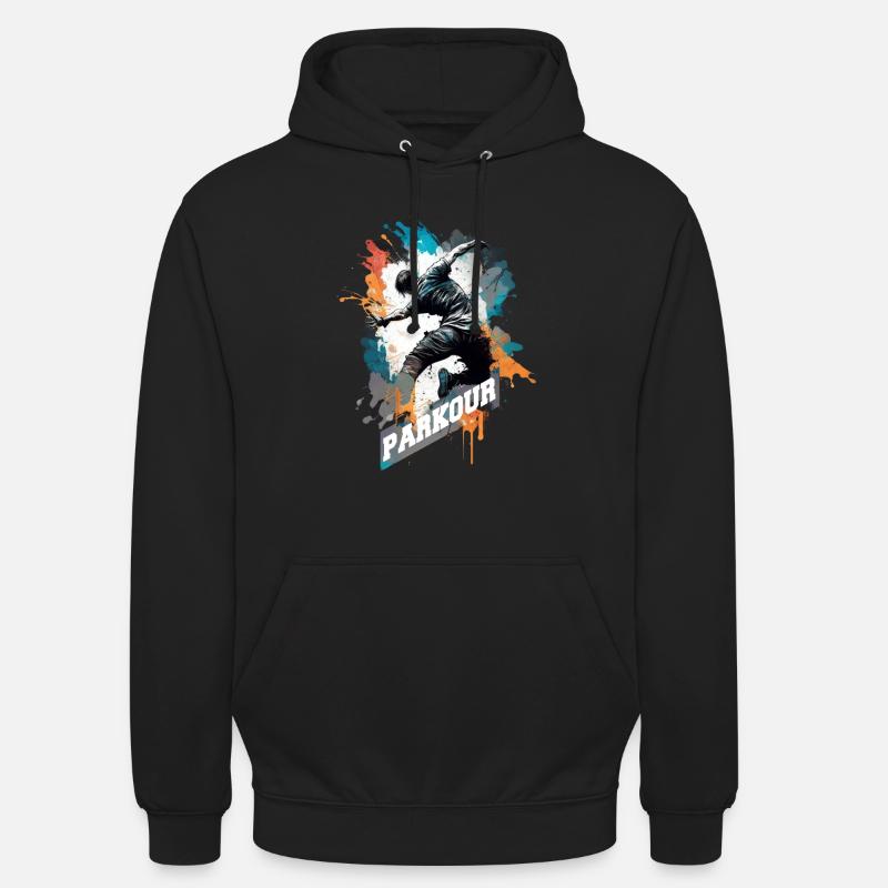 Coureurs de parkour avec lettrage - Sweat-shirt à capuche unisexe - noir