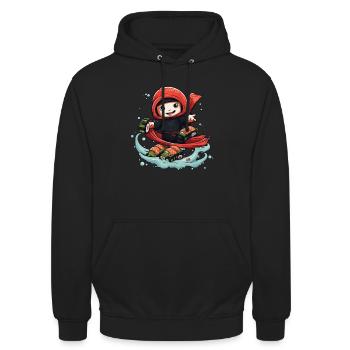 Ninja sympathique de sushi - Sweat-shirt à capuche unisexe - noir - Devant - Alina (178cm) & Michal (187cm)