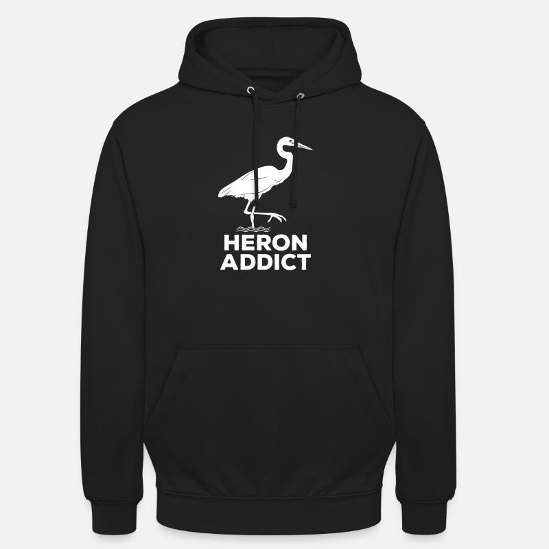Heron Addict - Observation des oiseaux - Sweat-shirt à capuche unisexe - noir