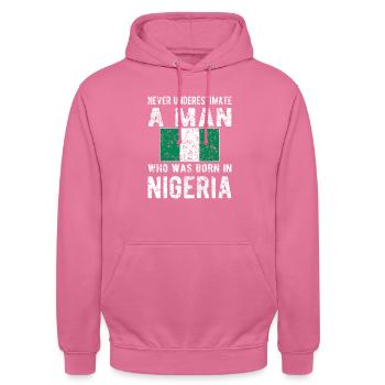 Fier drapeau nigérian nigérian - Sweat-shirt à capuche unisexe - rose - Devant - Alina (178cm) & Michal (187cm)