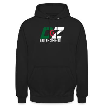 DZ Les Zhommes Algérie Supporter Algérien Djazair - Sweat-shirt à capuche unisexe - noir - Devant - Alina (178cm) & Michal (187cm)