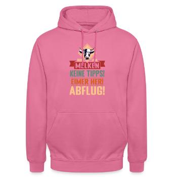 Kühe melken Bäuerin Kuh Milchbauern Landwirtin - Unisex Hoodie - Pink - Vorne - Alina (178cm) & Michal (187cm)