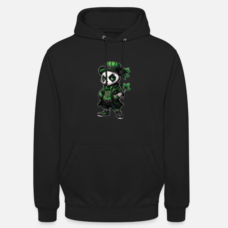 Motif de la Saint-Patrick, PANDA - Sweat-shirt à capuche unisexe - noir