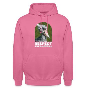 Respect the Shoebill Schuhschnabel Vogel - Unisex Hoodie - Pink - Vorne - Alina (178cm) & Michal (187cm)