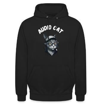 Audio Cat - Unisex Hoodie - Schwarz - Vorne - Alina (178cm) & Michal (187cm)