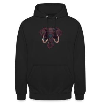 Elefantenkopf Kinder Elefant - Unisex Hoodie - Schwarz - Vorne - Alina (178cm) & Michal (187cm)