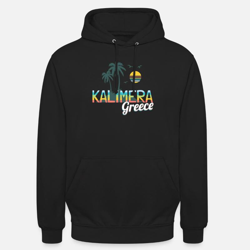 Kalimera, Grèce, Grèce - Sweat-shirt à capuche unisexe - noir