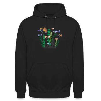 Aquatics Aquarium Fish Aquatics - Unisex Hoodie - black - Front - Alina (178cm) & Michal (187cm)