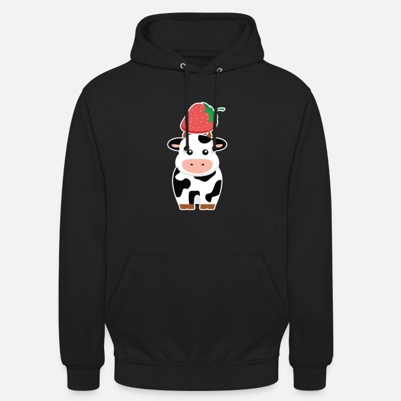 Erdbeeren Kuh Kühe Bauer Kinder - Unisex Hoodie - Schwarz