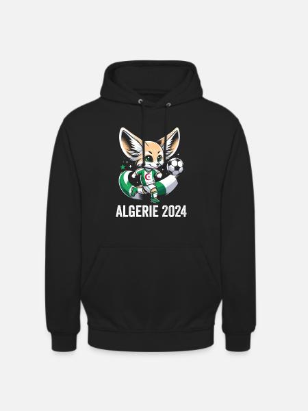 Algeria 2024 Fennec Algerian Football Jersey - Unisex Hoodie - black