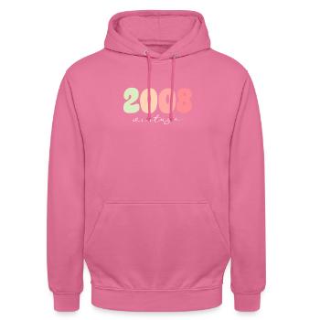 Vintage Jahrgang 2008 Geburtstag - Unisex Hoodie - Pink - Vorne - Alina (178cm) & Michal (187cm)