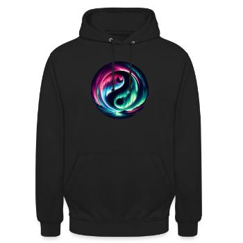 Polarlicht-aurora-verfolger Alaska Wilderness - Unisex Hoodie - Schwarz - Vorne - Alina (178cm) & Michal (187cm)