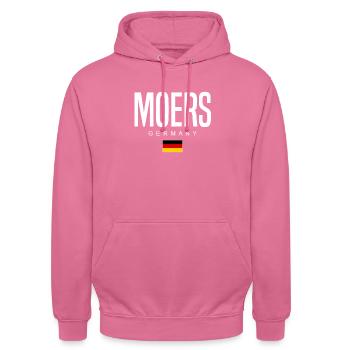 Moers (en anglais seulement) - Sweat-shirt à capuche unisexe - rose - Devant - Alina (178cm) & Michal (187cm)