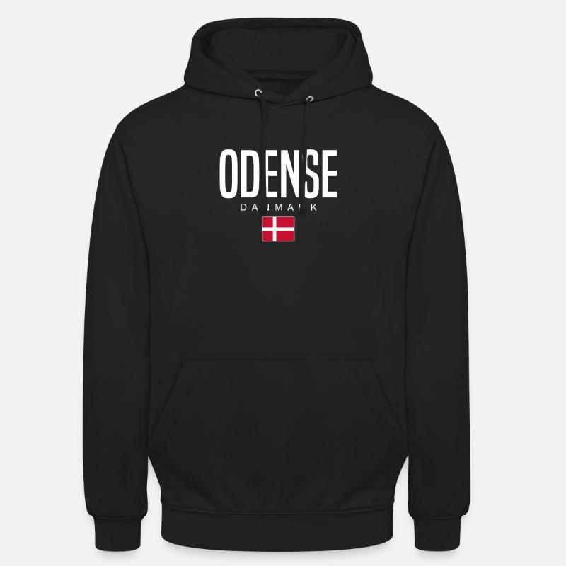 Odense, Danemark - Sweat-shirt à capuche unisexe - noir