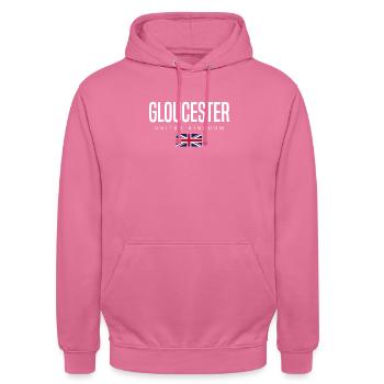 Gloucester, Royaume-Uni - Sweat-shirt à capuche unisexe - rose - Devant - Alina (178cm) & Michal (187cm)