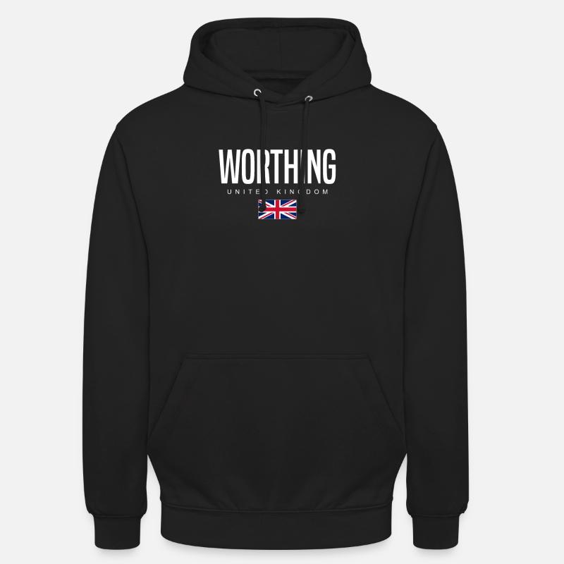 Worthing, Angleterre, Royaume-Uni - Sweat-shirt à capuche unisexe - noir