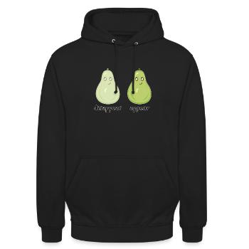 Funny Pears Disappear Appear - Unisex Hoodie - black - Front - Alina (178cm) & Michal (187cm)
