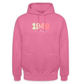 1940 Birthday Year of birth - Unisex Hoodie - pink - Front - Alina (178cm) & Michal (187cm)
