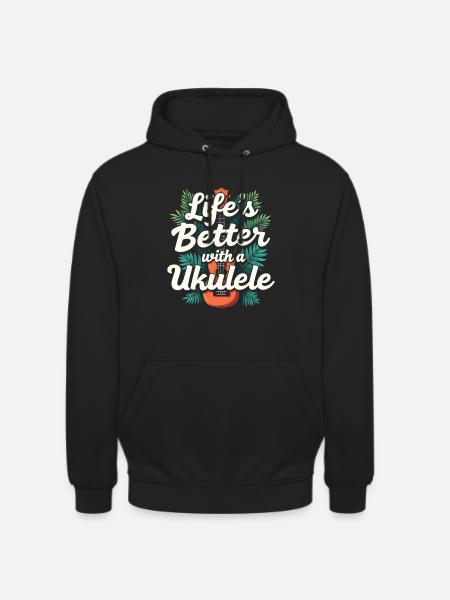 Ukulele Player Hawaiian Music Tropical - Unisex Hoodie - black