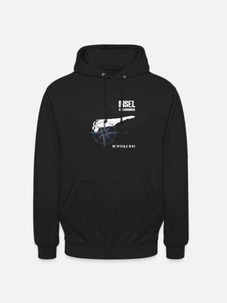 Schiermonnikoog Noordzee-eiland coördinaten kaart - Uniseks hoodie - zwart