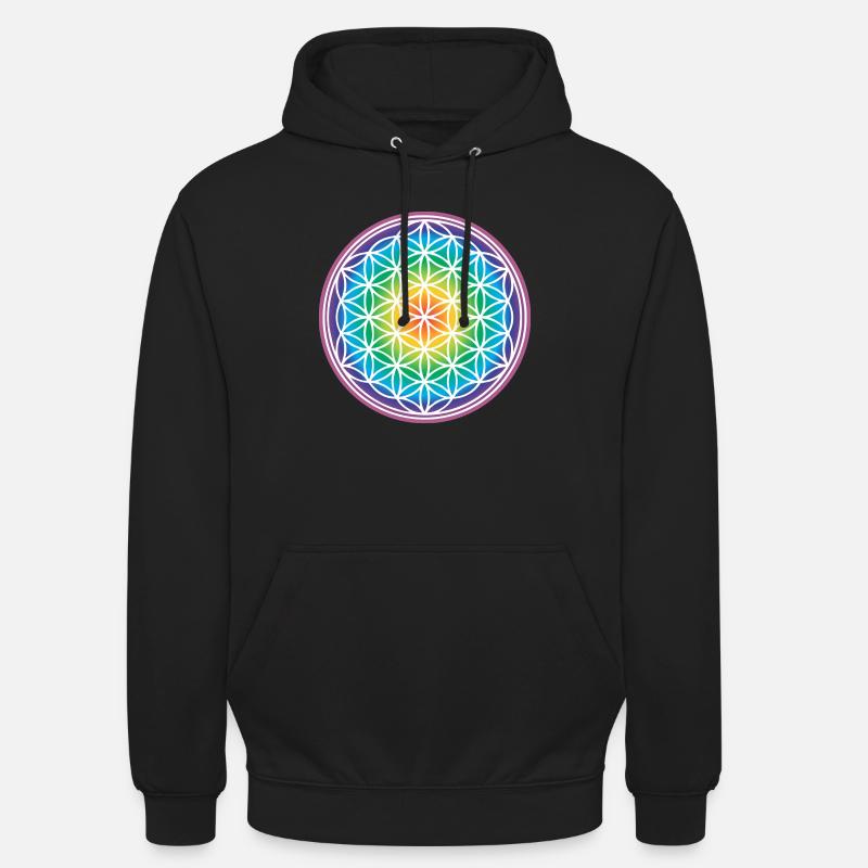 Idée cadeau arc-en-ciel Fleur de vie 005-038 - Sweat-shirt à capuche unisexe - noir