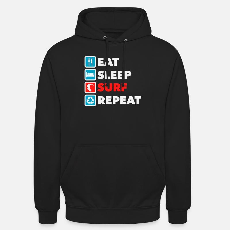 Eat Sleep Surf Repeat - Unisex Hoodie - Schwarz