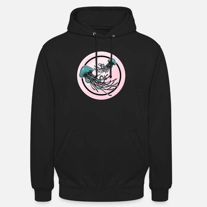 Beau design de méduse en vert / rose sous l’eau - Sweat-shirt à capuche unisexe - noir