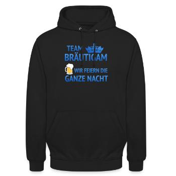 Team Bräutigam feiert - Unisex Hoodie - Schwarz - Vorne - Alina (178cm) & Michal (187cm)