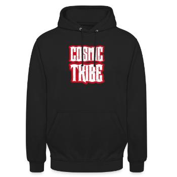COSMIC TRIBE - The Official Logo Brand - Unisex Hoodie - Schwarz - Vorne - Alina (178cm) & Michal (187cm)