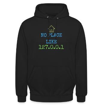 No place like 127.0.0.1 - Unisex Hoodie - black - Front - Alina (178cm) & Michal (187cm)