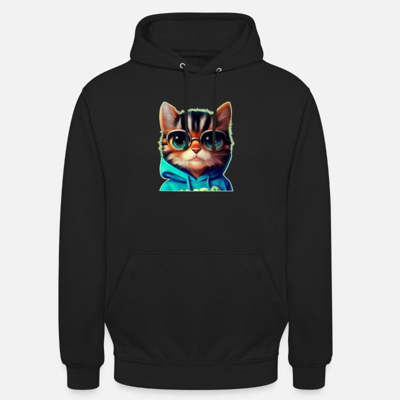 Chat avec lunettes - Sweat-shirt à capuche unisexe - noir