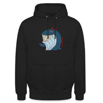 Devil Whale - Unisex Hoodie - Schwarz - Vorne - Alina (178cm) & Michal (187cm)